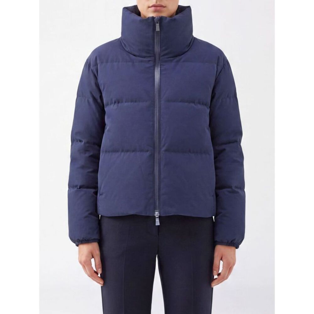 Short Quilted Nylon Down Jacket Herno With Funnel Neck And Zip Closure